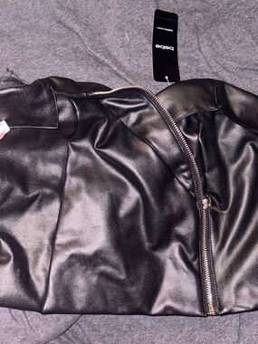bebe Black Faux Leather Zip-Front Jacket
